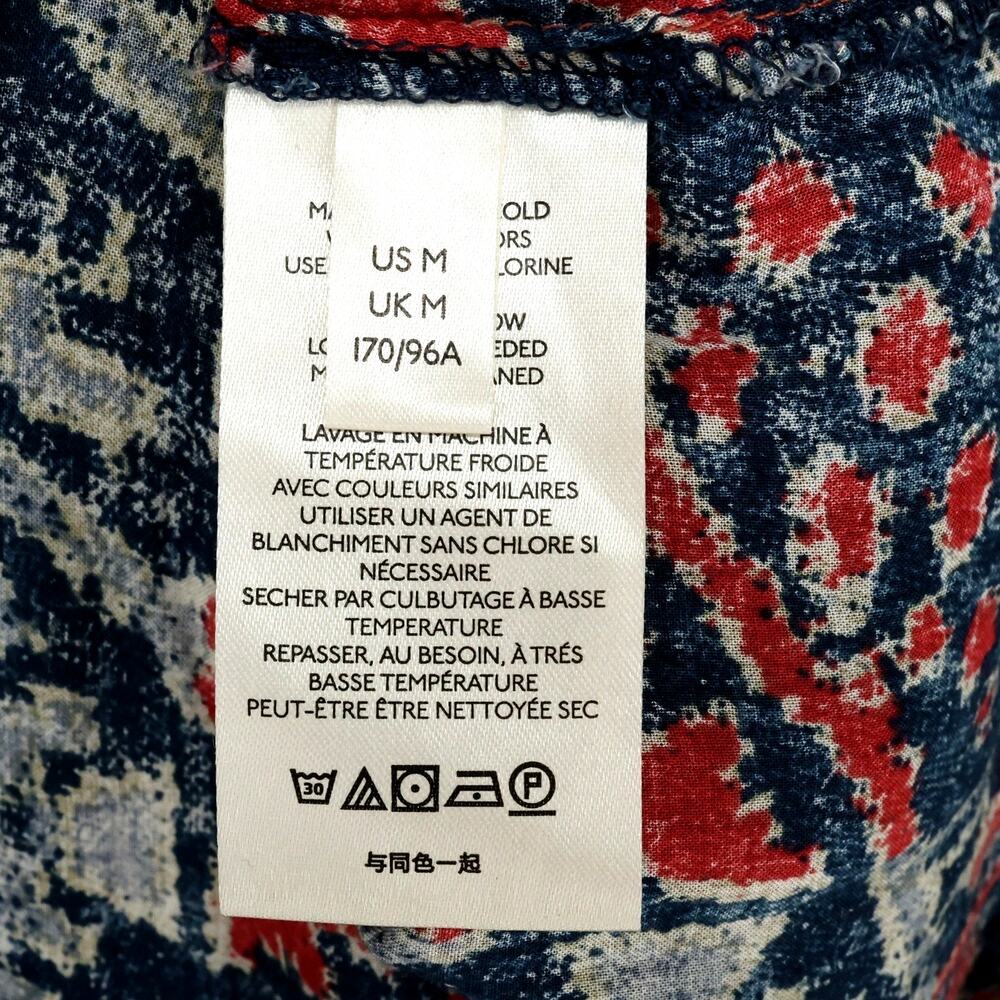 Pilcro Top Womens Medium Red Blue Ikat Lightweight Cotton Blouse Anthropologie - Picture 12 of 16